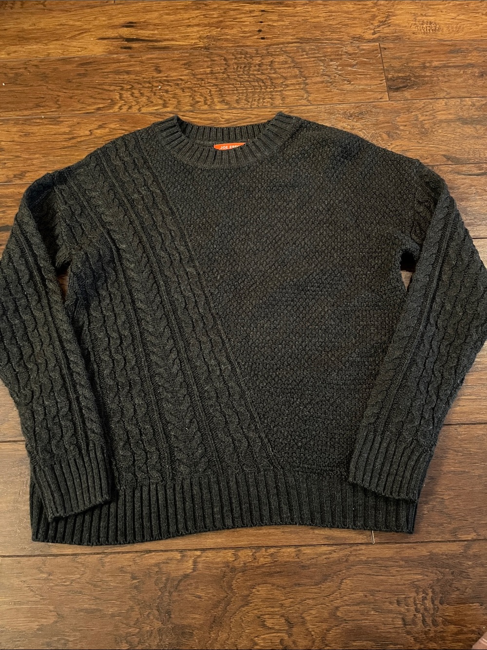 Black Cable Knit Crewneck Sweater
